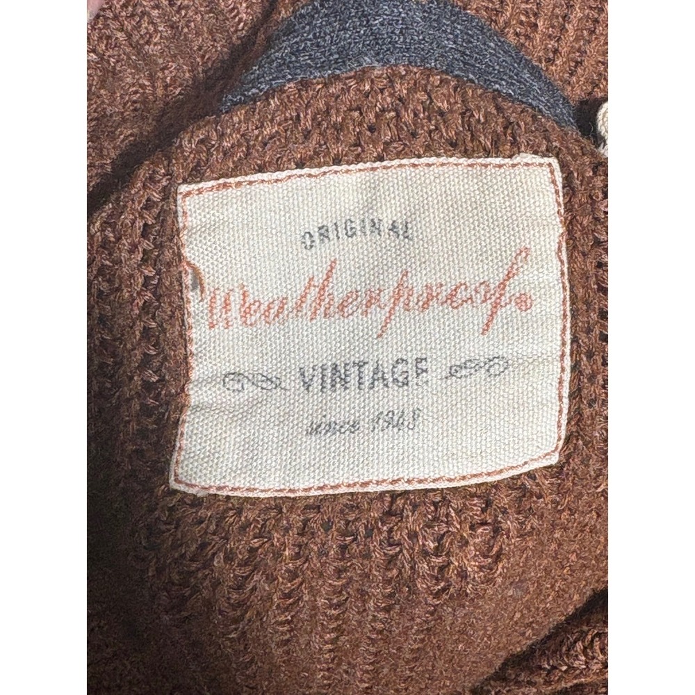Weatherproof Vintage Mens Large Brown Acrylic Knit Mock Neck Button Sweater L - Picture 5 of 11